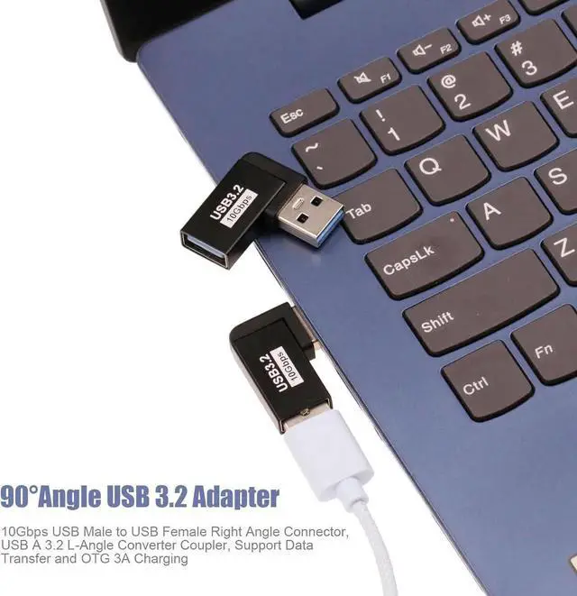 Alt view image 3 of 5 - JAENFONG USB 3.2 90 Right Angle Adapter 10Gbps USB A Male to Female Connector Supports Data Transfer and OTG Charging