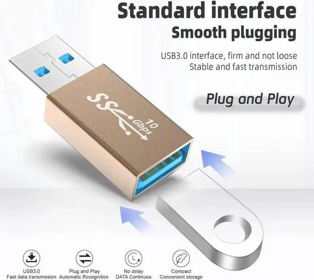 Alt view image 5 of 6 - JAENFONG 3kinds of USB 3.0 apters kit USB 3.0 Female to Female and Male to Male and Female to Male high Speed Convert Extension Coupler Connector converte Gold