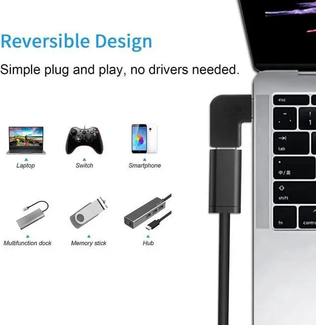 Alt view image 3 of 6 - JAENFONG (2-Pack) 90 Degree USB C Type C Male to Female Adapter Right & Left Angled 90 Degree USB-C USB 3.1 Type-C Male to Female Extension Adapter for Laptop & Tablet & Mobile Phone