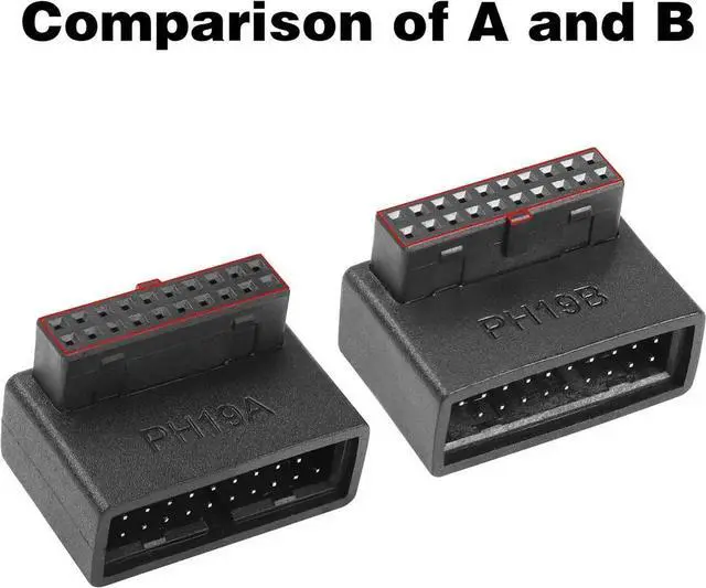 Main image of JAENFONG 2PCS USB 3.0 19/20 Pin 90 Degree Adapte YACSEJAO USB 3.0 90 Degree Male to Female L Turn Right Angle Socket Motherboard Adapter(PH19A+PH19B)