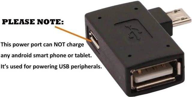 Alt view image 4 of 6 - JAENFONG 2-in-1 Powered Micro USB to USB OTG Adapter 90 Degree Right Angle Connector for FireStick S/NES Classic Mini Sega Genesis and More - 2 Pack