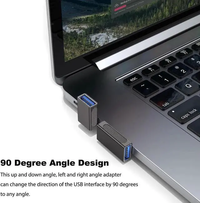 Alt view image 6 of 6 - JAENFONG 90 Degree USB 3.0 Adapter (4 Pack) Up Down Left and Right Angle USB-A Male to Female Extender Connector