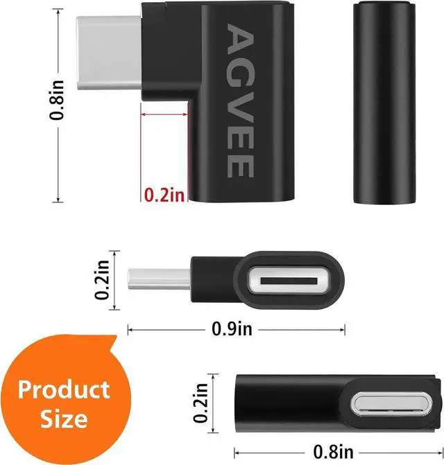 Alt view image 6 of 7 - 4 Pack Side Angle 90 Degree USB-C Male to USB-C Right Angled Female Adapter (Type-C 3.2 Gen 2) Converter Video Type-C 10G Data Extension Coupler Converter Connector Black