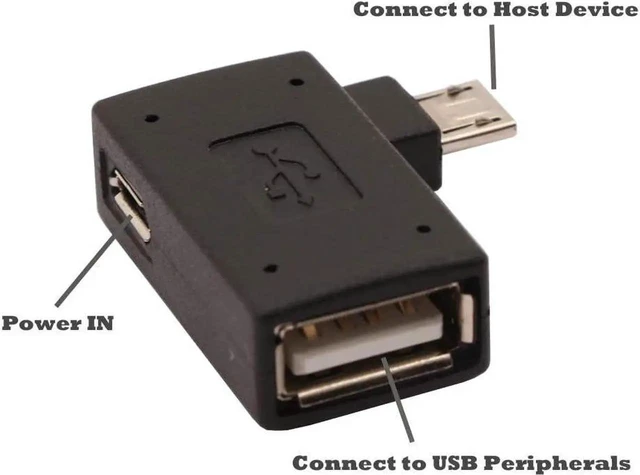 Alt view image 6 of 6 - JAENFONG 2-in-1 Powered Micro USB to USB OTG Adapter 90 Degree Right Angle Connector for FireStick S/NES Classic Mini Sega Genesis and More - 2 Pack