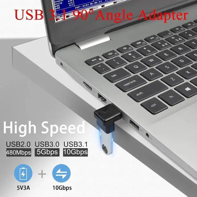 Alt view image 2 of 7 - JAENFONG USB 3.1 90°Angle Adapter 10Gbps USB 3.1 Male to Female L-Angle Connector USB A 3.1 Right Angle Coupler Support 3A Charging OTG Data Transfer 2Pcs (Positive Bend/Female end Down)