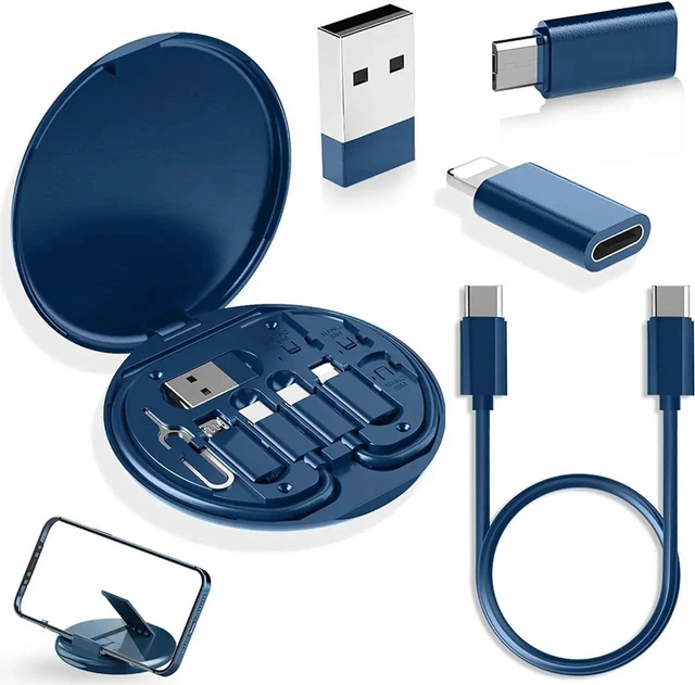 Main image of JAENFONG USB Adapter Micro USB Charging Cable with USB C Lighting Adapter Lighting to USB C Adapter Multi Charging Cable Storage Box Contains SIM Card Holder