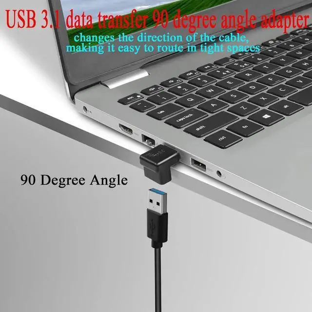 Alt view image 4 of 7 - JAENFONG USB 3.1 90°Angle Adapter 10Gbps USB 3.1 Male to Female L-Angle Connector USB A 3.1 Right Angle Coupler Support 3A Charging OTG Data Transfer 2Pcs (Positive Bend/Female end Down)