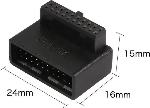 Alt view image 4 of 7 - JAENFONG USB 3.0 19/20 Pin 90 Degree Adapter Male to Female L Turn Right Angle Socket for Desktop Motherboard Internal Connector Up Angled(PH19A)