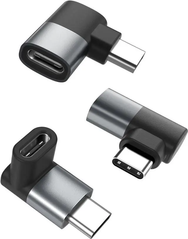 Main image of JAENFON 90 Degree USB C Adapter 3Pack Right Angle USBC Male to Type C Female Extender Connector 40Gbps 100W Thunderbolt 4 3 Up&Down Extension Converter for Steam Switch iPhone 16 15 MacBook Laptop