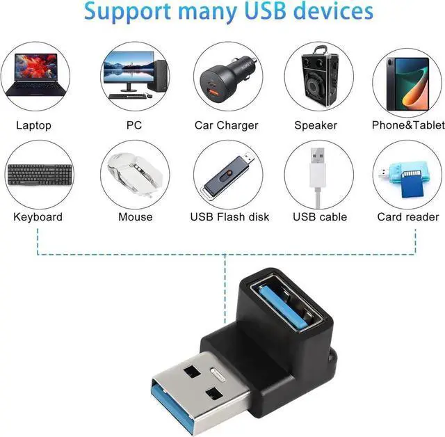 Alt view image 6 of 7 - JAENFONG 90 Degree USB 3.1 Adapter USB A Male to Female Right Angle Connector 10Gbps USB Type A 3.1 Data Transfer Converter Coupler OTG for PC Laptop Power Bnak 2Pcs
