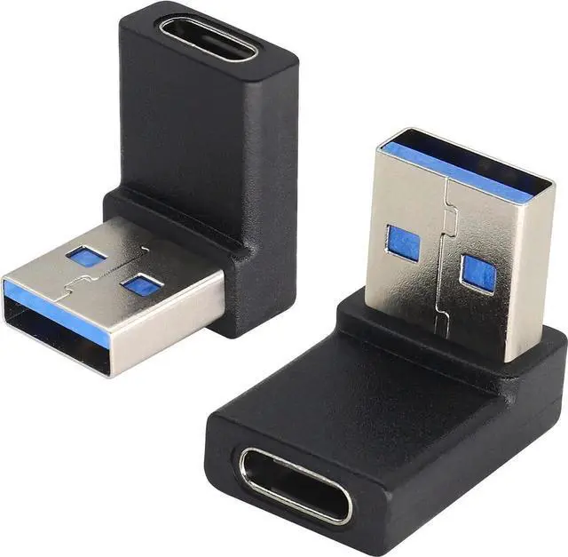 Main image of JAENFONG Right Angle USB 3.0 A to USB C Adapter 90 Degree USB 3.0 A Male to USB Type C Female Converter (OTG) for PC Laptops Power Banks Chargers More USB and Type-C Devices (2 Pack-Black/Up)