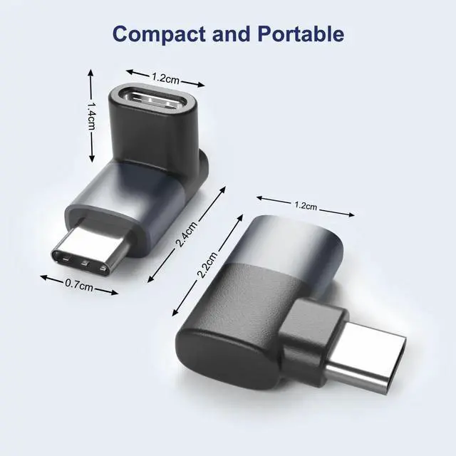 Alt view image 4 of 7 - JAENFON 90 Degree USB C Adapter 3Pack Right Angle USBC Male to Type C Female Extender Connector 40Gbps 100W Thunderbolt 4 3 Up&Down Extension Converter for Steam Switch iPhone 16 15 MacBook Laptop