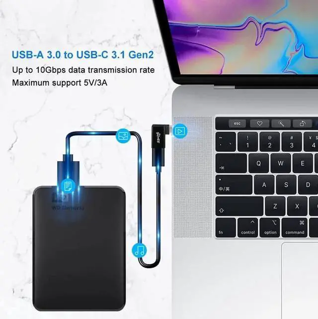 Alt view image 5 of 7 - JAENFONG USB C to USB 3.0 Adapter 90 Degree (3 Pack) USB-A 3.0 Female to USB-C 3.1 Male Right Angle OTG Adapter Compatible with MacBook Pro Laptop Galaxy Type-C Phones and More