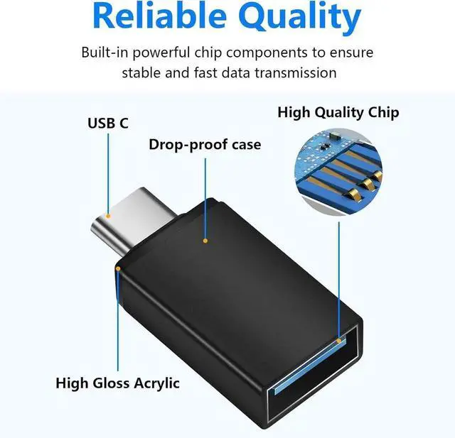 Alt view image 2 of 6 - JAENFONG 10 Pack USB C to USB3.0 Adapter Type C Male to USB Female Adapter for Smartphone PC Laptop Tablet Keyboard