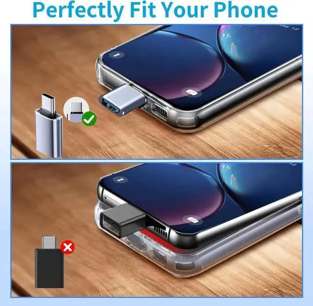 Alt view image 5 of 5 - JAENFONG USB to USB C Adapter 4 Pack 2*Type C Female to A Male Charger Converter & 2*USB C Male to USB 3.0 Female for Watch iPhone 15 Pro Max 14 13 12 AirPods Ultra 8 9 OTG Adapt USB to USB C
