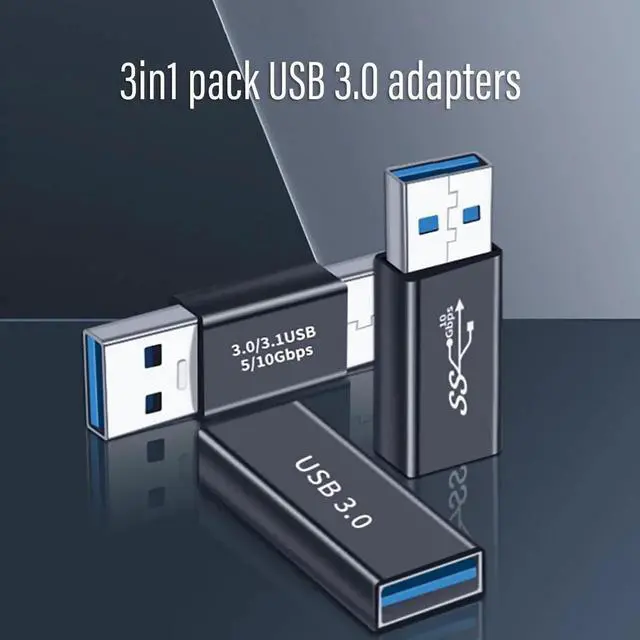 Alt view image 4 of 5 - JAENFONG 3kinds of USB 3.0 apters kit USB 3.0 Female to Female and Male to Male and Female to Male high Speed Convert Extension Coupler Connector converte Black