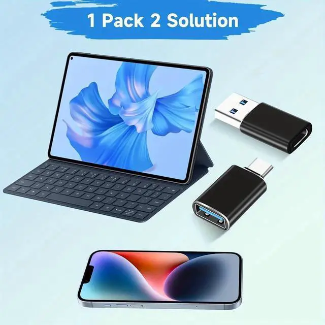 Alt view image 2 of 7 - JAENFONG SheraF 4 Pack USB to USB C OTG Adapter 2Pack Type C Female to A Male Charger Converter 2Pack USB C Male to USB 3.0 Female Adapter Thunderbolt 4 Converter iWatch 8 9 15 14 13 Pro Max