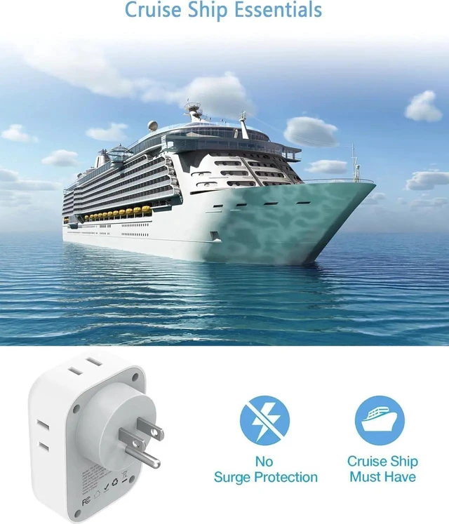 Alt view image 2 of 6 - USB Wall Charger Wall Plug Adapter Outlet Extender 3 Charger Block (1 USB C Port) Multi Charging Station for Cruise Bathroom Office Dorm Essentials