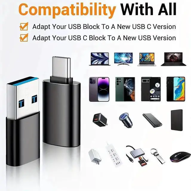 Alt view image 3 of 7 - JAENFONG SheraF 4 Pack USB to USB C OTG Adapter 2Pack Type C Female to A Male Charger Converter 2Pack USB C Male to USB 3.0 Female Adapter Thunderbolt 4 Converter iWatch 8 9 15 14 13 Pro Max