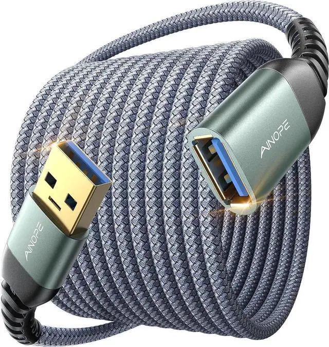 Main image of JAENFONG AINOPE USB Extension Cable USB Extender USB 3.0 Extension Cable Male to Female Cord High Data Transfer Compatible with Webcam USB Keyboard Flash Drive Hard Drive Printer 10FT Grey
