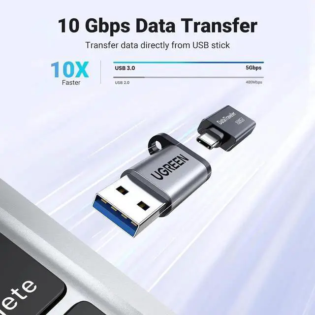 Alt view image 3 of 7 - JAENFONG 10Gbps USB C Female to USB Male Adapter Type C to USB A Charger Cable Converter Compatible with Watch iPhone 15 14 13 AirPods 3 MacBook Galaxy Google Pixel etc Gray