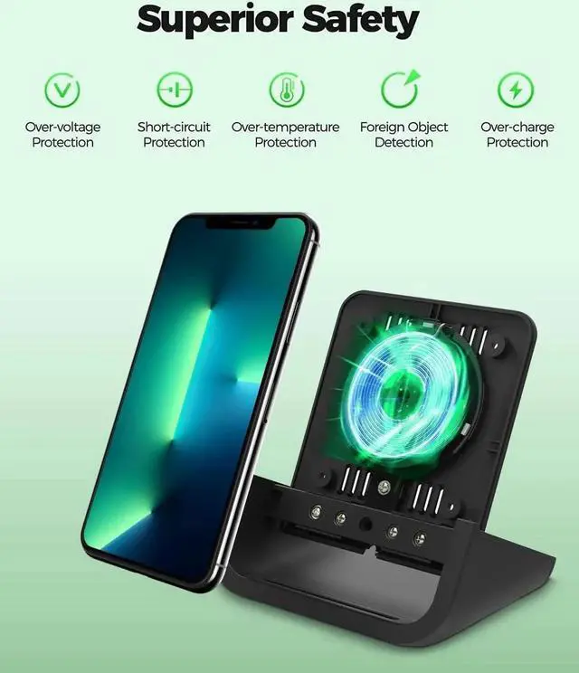 Main image of Wireless Charger YUWISS Wireless Charging Stand Cordless Charger 10/7.5/5W Compatible with iPhone 14 13 12/12 /11Pro Max/XR/XS Max/XS/X/8/8Plus Galaxy S22/S21/S9/S9+/S8/S8+ Note