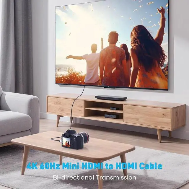 Alt view image 2 of 7 - JAENFONG Mini HDMI to HDMI Cable 6FT 4K 60Hz High-Speed Mini HDMI to HDMI 2.0 Braided Cord 18Gbps Compatible with Camera Camcorder Tablet and Graphics/Video Card Laptop Raspberry Pi Zero W
