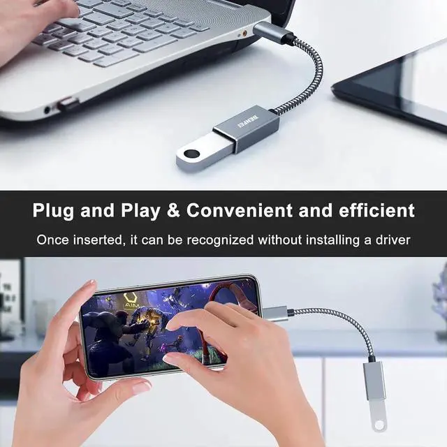 Alt view image 3 of 7 - JAENFONG USB C to USB 3.0 Adapter 2 Pack USB C to A Male to Female Adapter Compatible with iPhone 15 Pro/Max MacBook Pro/Air 2023 iMac S23 XPS 17