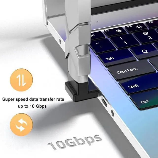 Alt view image 5 of 7 - JAENFONG Right Angle USB A Male to USB C Female Adapter 90 Degree USB 3.0 to Type C Cable Connector Support Unidirectional Sides 10Gbps & Data Transfer for Laptops/Phone/Tablet/PC