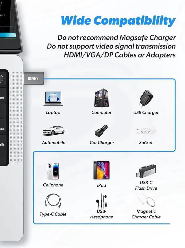 Alt view image 2 of 6 - JAENFONG 10Gbps USB to USB C Adapter 3 Pack 3.1 USBC Female to USB Male Adapter One-Sided SuperSpeed Data Sync 100W Fast Charging for iPhone 15 Plus Pro Max Laptop Charger Quest Link etc