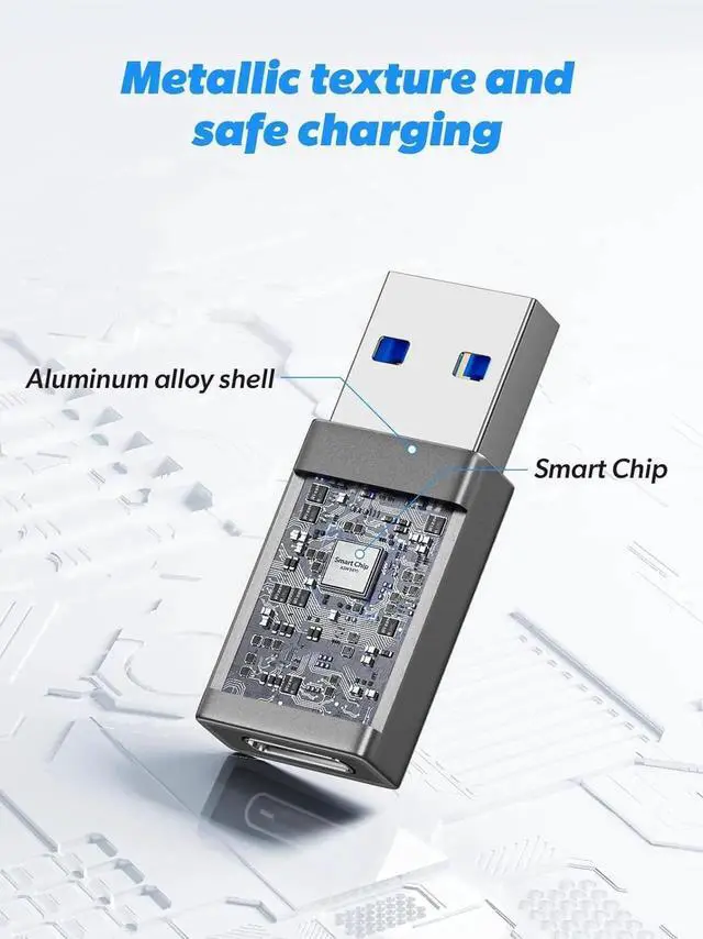 Alt view image 3 of 6 - JAENFONG 10Gbps USB to USB C Adapter 3 Pack 3.1 USBC Female to USB Male Adapter One-Sided SuperSpeed Data Sync 100W Fast Charging for iPhone 15 Plus Pro Max Laptop Charger Quest Link etc