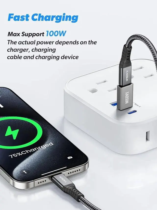 Alt view image 5 of 6 - JAENFONG 10Gbps USB to USB C Adapter 3 Pack 3.1 USBC Female to USB Male Adapter One-Sided SuperSpeed Data Sync 100W Fast Charging for iPhone 15 Plus Pro Max Laptop Charger Quest Link etc