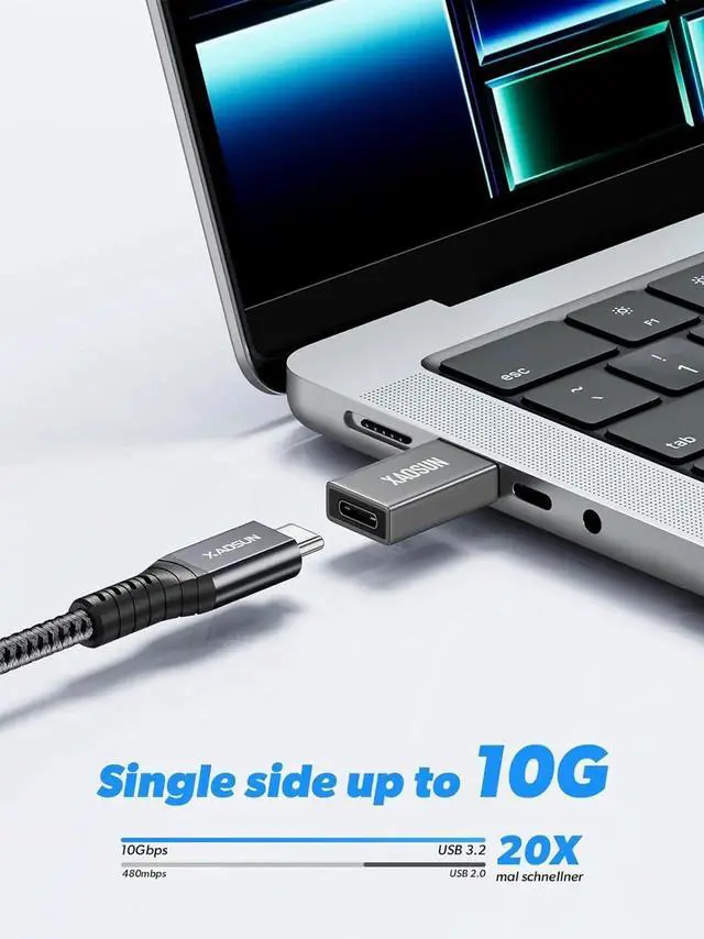 Alt view image 6 of 6 - JAENFONG 10Gbps USB to USB C Adapter 3 Pack 3.1 USBC Female to USB Male Adapter One-Sided SuperSpeed Data Sync 100W Fast Charging for iPhone 15 Plus Pro Max Laptop Charger Quest Link etc