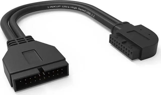 Main image of JAENFONG - USB 3.2 Gen 2 (USB 3.1) Internal Adapter 20-Pin Motherboard Header Male to Female 10Gbps for PC USB-A Ports - Right Angle Type - Black 24cm