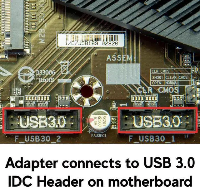 Alt view image 7 of 7 - JAENFONG - USB 3.2 Gen 2 (USB 3.1) Internal Adapter 20-Pin Motherboard Header Male to Female 10Gbps for PC USB-A Ports - Right Angle Type - Black 24cm