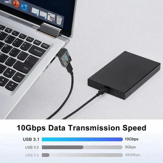 Alt view image 4 of 7 - JAENFONG 10Gbps USB 3.1 Adapter 90 Degree (2 Pack) Up and Down Angle 90 Degree USB 3.1 Type A Male to USB-C Female Coupler Adapters 120W Fast Charging OTG Converter (USB 3.1 Up Down)