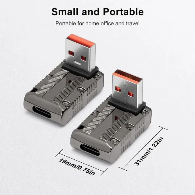 Alt view image 7 of 7 - JAENFONG 10Gbps USB 3.1 Adapter 90 Degree (2 Pack) Up and Down Angle 90 Degree USB 3.1 Type A Male to USB-C Female Coupler Adapters 120W Fast Charging OTG Converter (USB 3.1 Up Down)