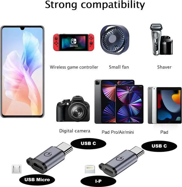 Alt view image 3 of 7 - JAENFONG USB C to Micro Adapter USB C to Micro Adapter Micro to USB C Adapter USB C to USB Adapter USB to USB C Adapter USB C to USB B Adapter 9 Stck.