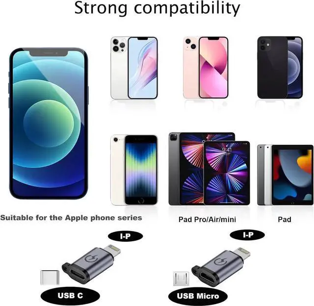 Alt view image 6 of 7 - JAENFONG USB C to Micro Adapter USB C to Micro Adapter Micro to USB C Adapter USB C to USB Adapter USB to USB C Adapter USB C to USB B Adapter 9 Stck.