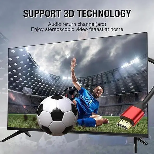 Alt view image 7 of 7 - JAENFONG 4K Hdmi Cable 20FT High Speed Hdmi 2.0 Cable 4K@60Hz 2K@120Hz Gold-Plated Connector 3D ARC HDCP 2.2 &2.3 for HDTV/Blu Ray Playback/Projectors/Laptops/PS4/PS5(Red)