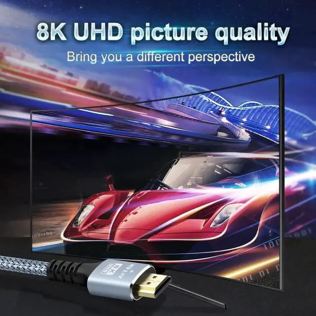 Alt view image 4 of 7 - JAENFONG 8K 10K 4K HDMI Cable 48Gbps 2-Pack 10FT/3M Certified Ultra High Speed HDMI Cable Braided Cord-4K@120Hz 8K@60Hz DTS:X HDCP 2.2 & 2.3 HDR 10 Compatible for TV/PS5/HDTV/Blu-ray