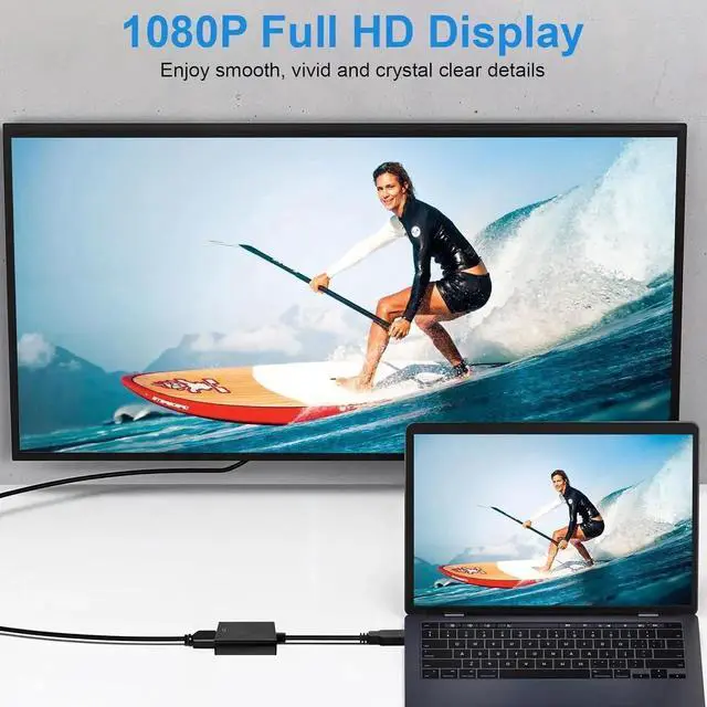 Alt view image 3 of 7 - JAENFONG USB to HDMI Adapter for Monitor USB A 3.0 to HDMI Screen Converter 1080P Full HD Video Display Connector Compatible with Windows 11/10/8/8.1/7 and MacOS System (Black)