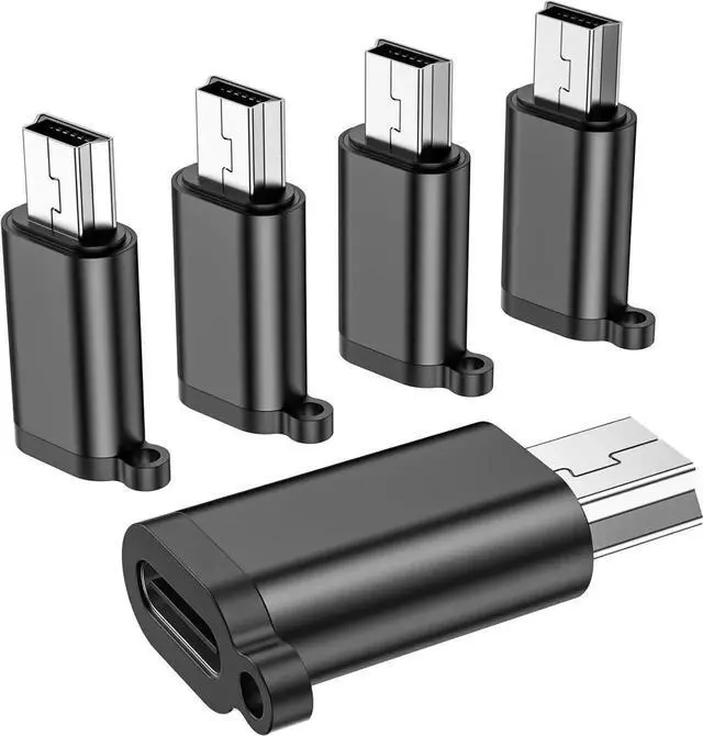Main image of JAENFONG USB Mini Adapter USB-C to Mini-USB Adapter Type C Female to Mini USB 2.0 Male Converter Connector Support Charge & Data Sync for GPS Receiver/Digital Camera/Dash Cam/MP3 Player etc.(5 Pack)