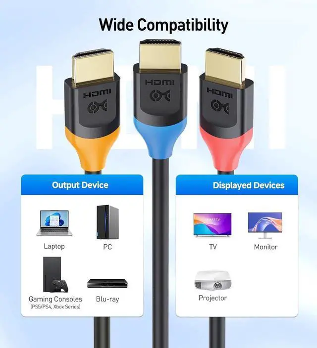 Alt view image 4 of 7 - JAENFONG 3-Pack High Speed HDMI Cable 1 ft with 4K @60Hz 2K @144Hz FreeSync G-SYNC and HDR Support for Gaming Monitor PC TV and More