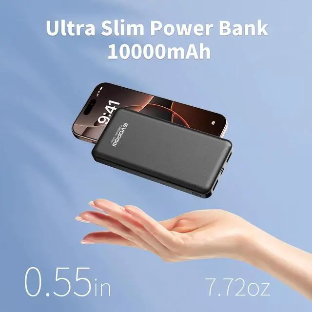 Alt view image 7 of 7 - JAENFONG 2-Pack Portable Charger Slimmer 10000mAh 15W Power Bank USB C in&Out Fast Charging Battery Pack External Portable Power Bank for iPhone 16 15 14 13 12 iPad Airpods S23 S22 Pixel etc