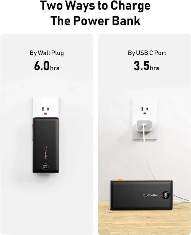 Alt view image 6 of 6 - JAENFONG Portable Charger Power Bank Built in Cables and Wall Plug 10000mAh iPhone Battery Pack Fast Charging USB C External Slim Power Bank Travel Essentials Compatible with iPhone 16 15 14 13 iPad