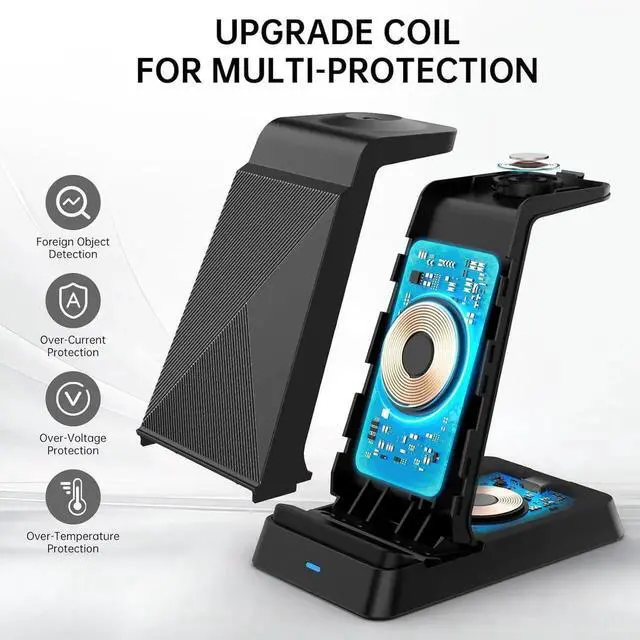 Alt view image 2 of 7 - JAENFONG 2025 3 in 1 Charging Station Fast Charging for iPhone Wireless Charger for iPhone 16e 16 15 14 13 12 11 X Pro Max & Watch - Wireless Charging Station for AirPods 4 3 2 Pro