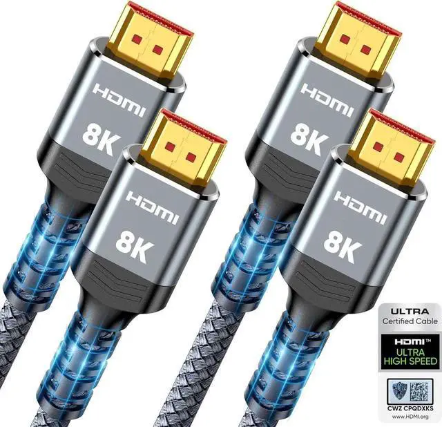 Main image of JAENFONG 10K 8K HDMI 2.1 Cable 2-Pack 6.6FT Certified 48Gbps Ultra High Speed Slim HDMI Cord Support 4K@120Hz 8K@60Hz HDCP 2.2&2.3 Dynamic HDR eARC DTS:X Compatible with TV/HDTV/PS5/Blu-ray