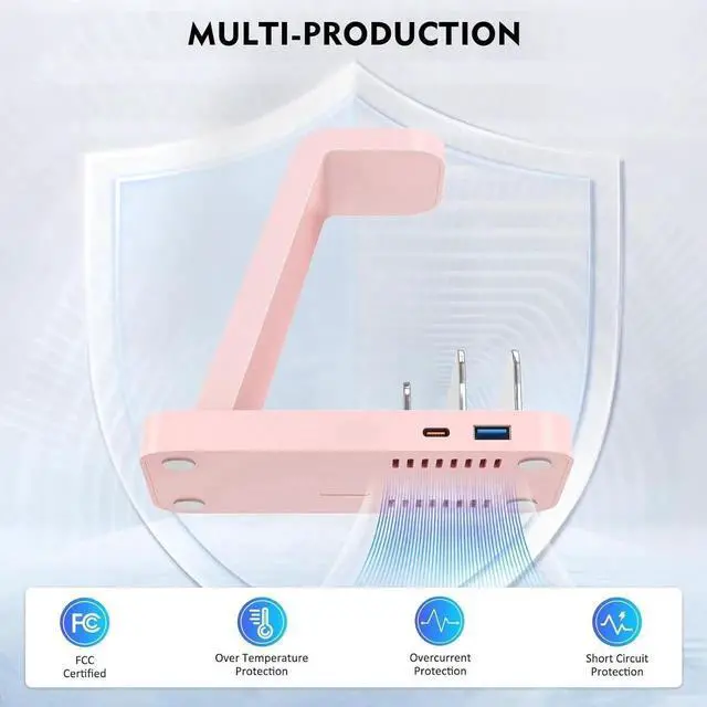 Alt view image 3 of 6 - Wireless Charger for iPhone - 5 in 1 Charging Station for Multiple Devices : Fast Wireless Charging Stand Dock for iPhone 16e 16 15 14 13 12 Pro Max Watch (Pink)
