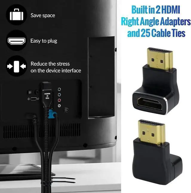 Alt view image 3 of 7 - JAENFONG 4K HDMI Cable 2 Feet (5 Pack) Ultra HD HDMI 2.0 Cable Nylon Braided & Gold-Plated Connectors 4K @ 60Hz 2K 1080P HDCP 2.2 ARC Bulk HDMI Cables for Laptop Monitors HDTV PS5 Xbox One & More